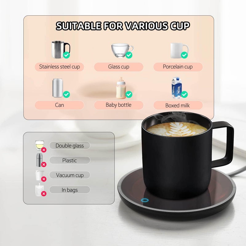 Jisile Coffee Mug Warmer, Smart Coffee Warmer Candle Warmer with Auto Shut Off for Office Desk, Cup Warmer with 2 Temperature, Electric Beverage Drink Warmer for Heating Coffee, Milk, Tea and Hot Chocolate - Image 3